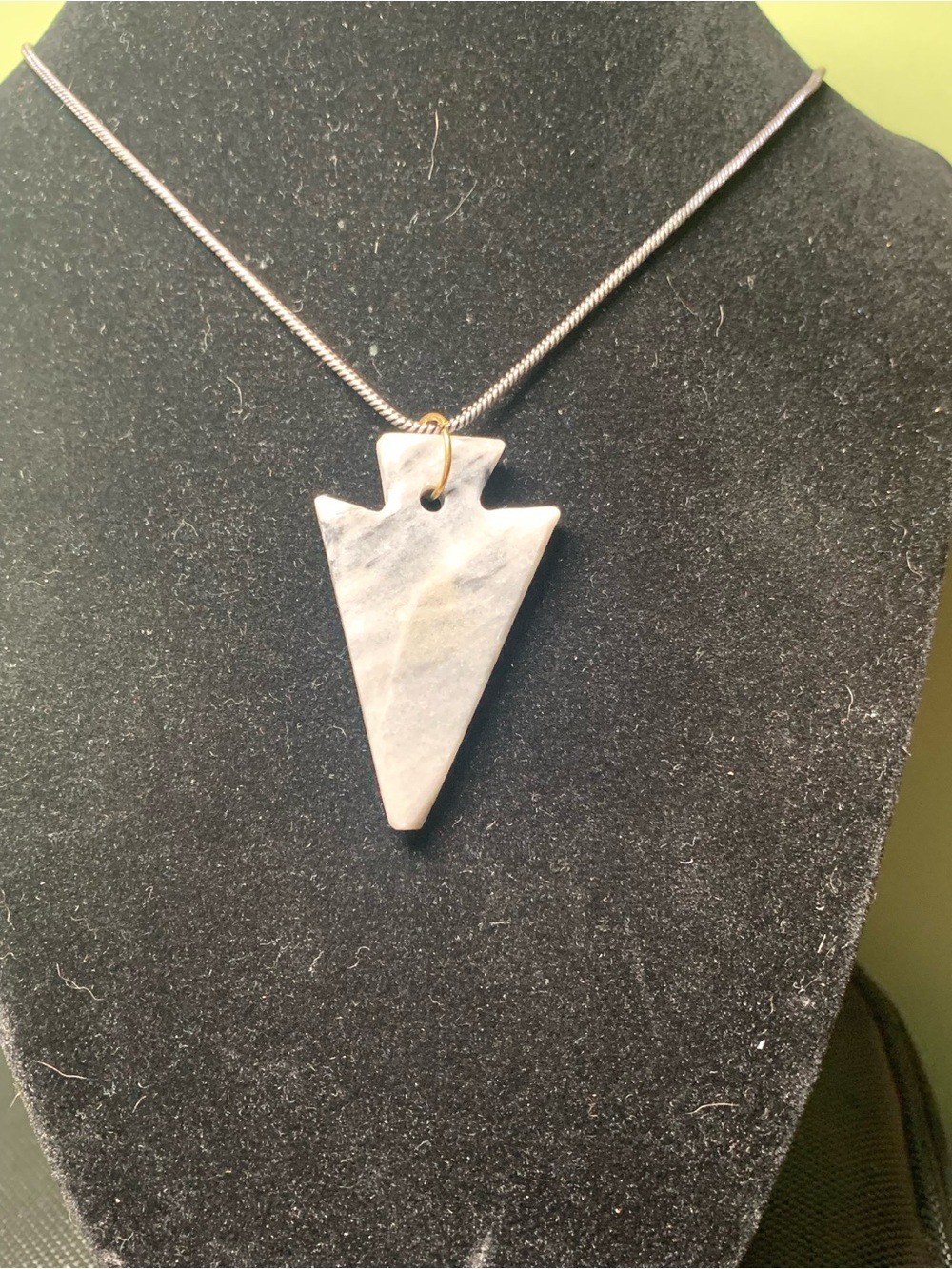 Handcrafted White Marble-looking Arrowhead Pendant Necklace